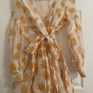 Yellow and white dress